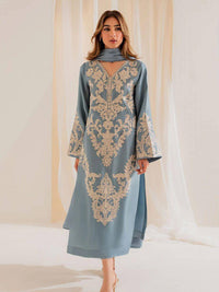 Rawsilk floral embroidered 3 Piece