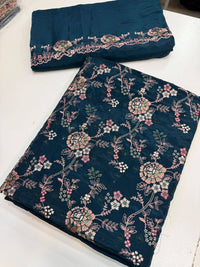 Russian silk thread work medium silk dupata + Russian silk trouser