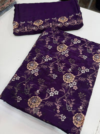 Russian silk thread work medium silk dupata + Russian silk trouser