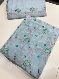 Russian silk thread work medium silk dupata + Russian silk trouser