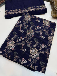 Russian silk thread work medium silk dupata + Russian silk trouser
