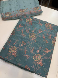 Russian silk thread work medium silk dupata + Russian silk trouser
