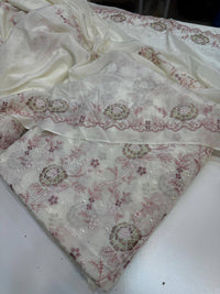Russian silk thread work medium silk dupata + Russian silk trouser