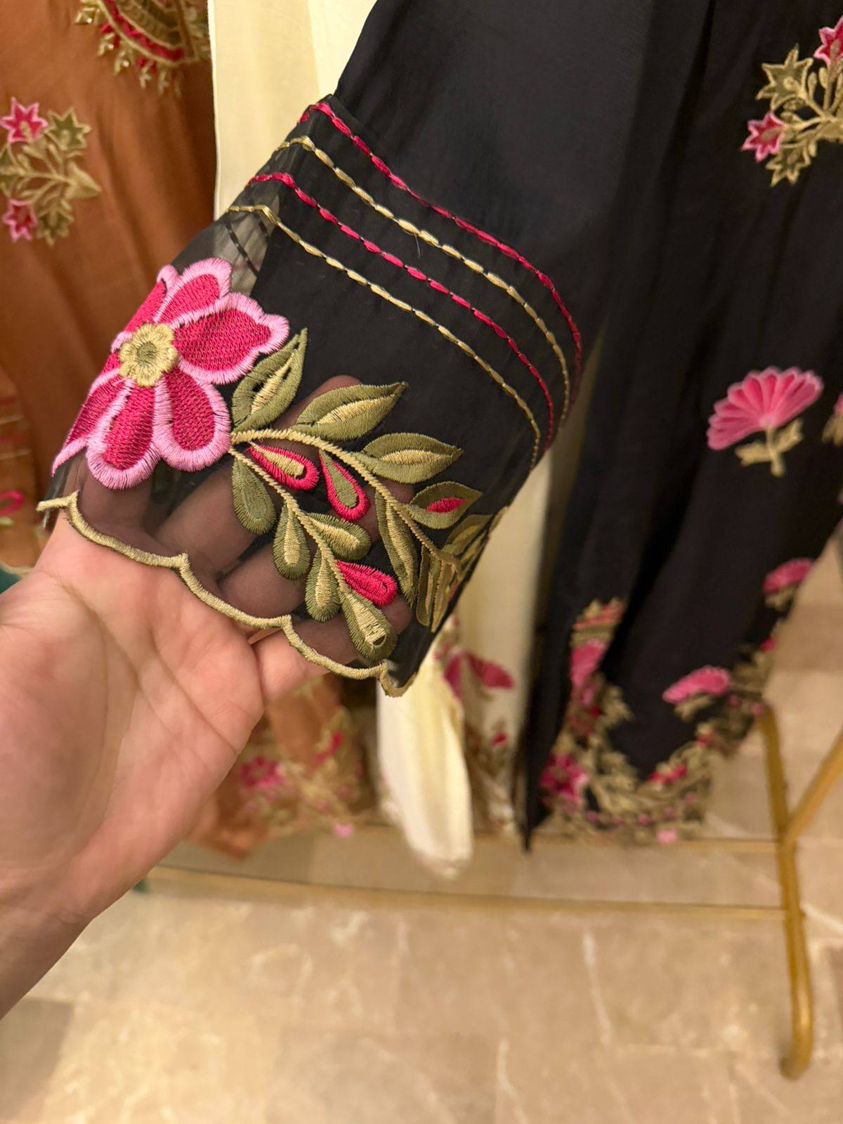 Pure Russian silk heavy rhinestone work stitched 3 Piece