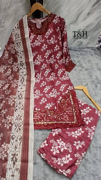 Soft Cotton Embroidered Printed Suit 3 Piece