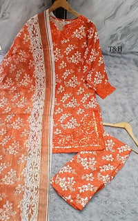 Soft Cotton Embroidered Printed Suit 3 Piece