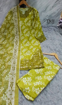 Soft Cotton Embroidered Printed Suit 3 Piece