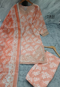 Soft Cotton Embroidered Printed Suit 3 Piece
