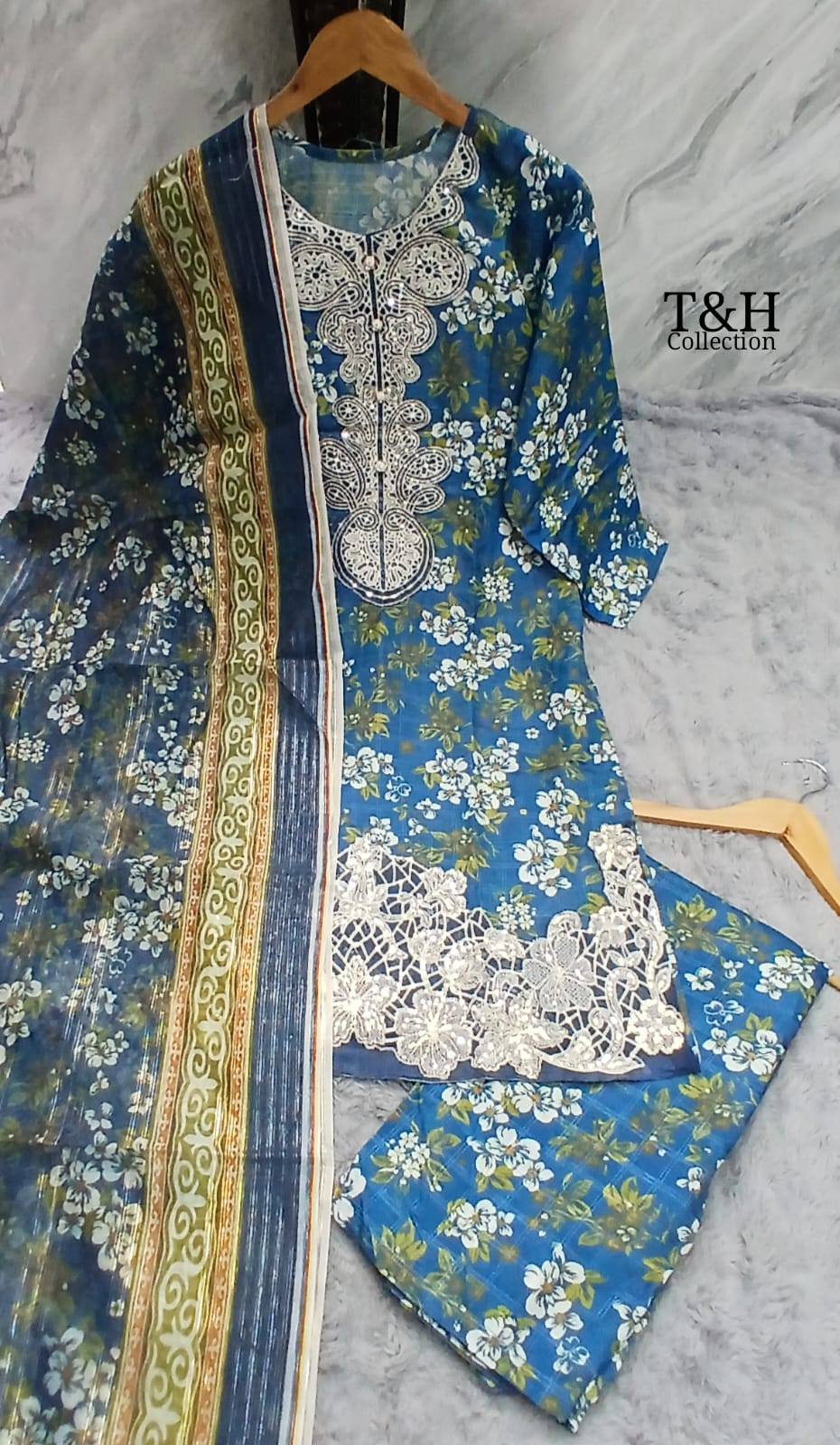Soft Cotton Embroidered Printed Suit 3 Piece