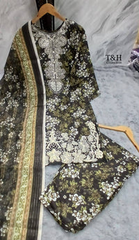 Soft Cotton Embroidered Printed Suit 3 Piece