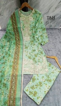 Soft Cotton Embroidered Printed Suit 3 Piece