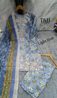 Soft Cotton Embroidered Printed Suit 3 Piece