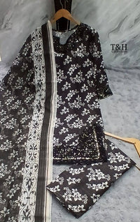 Soft Cotton Embroidered Printed Suit 3 Piece