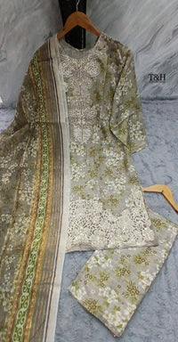 Soft Cotton Embroidered Printed Suit 3 Piece