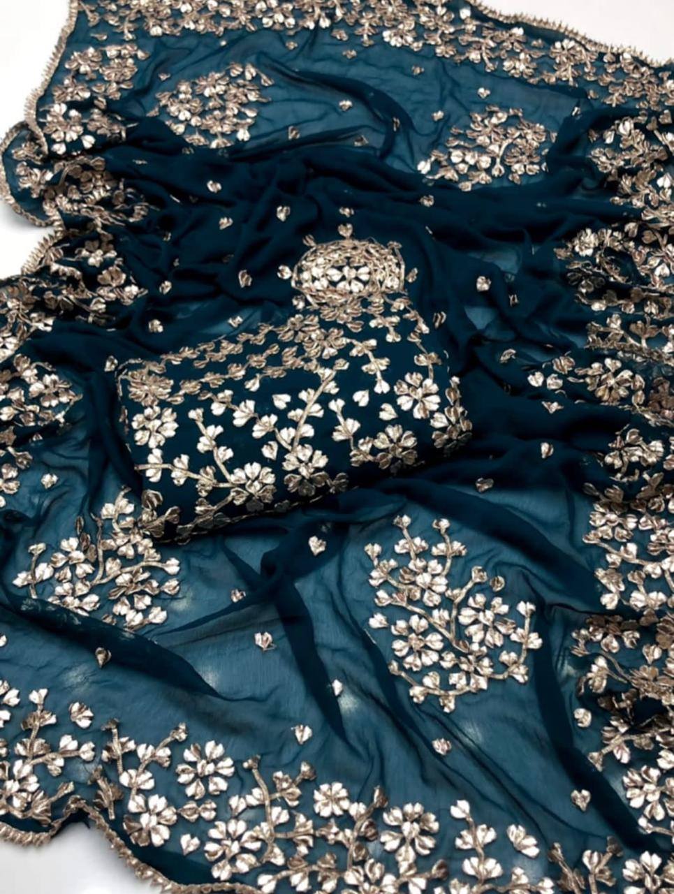 Handmade LCD  Bridal Gota Bember Chiffon 2 Piece