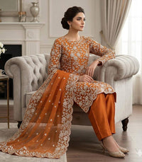 Handmade LCD  Bridal Gota Bember Chiffon 2 Piece