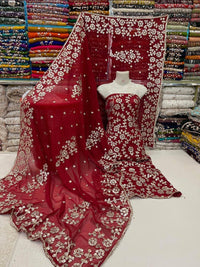 Handmade LCD  Bridal Gota Bember Chiffon 2 Piece