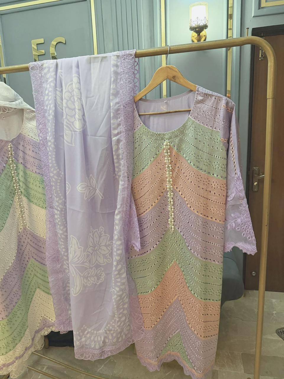 embroidered chicken kari Dress