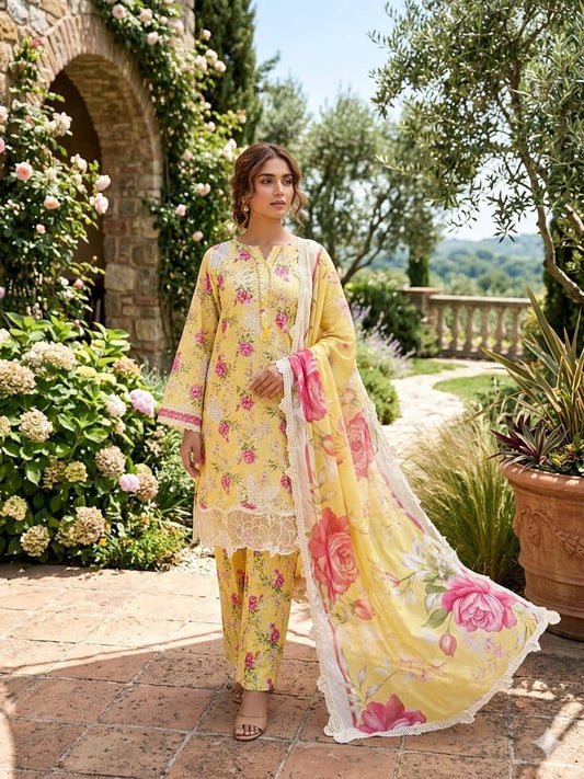 New arrival hot embroidered lawn 3 Piece