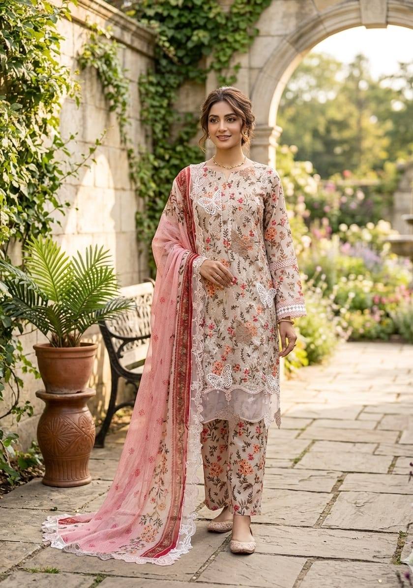 New arrival hot embroidered lawn 3 Piece